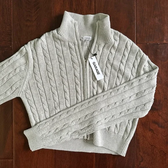 Garage | Sweaters | Garage Gray Cable Knit Zip Down Cardigan